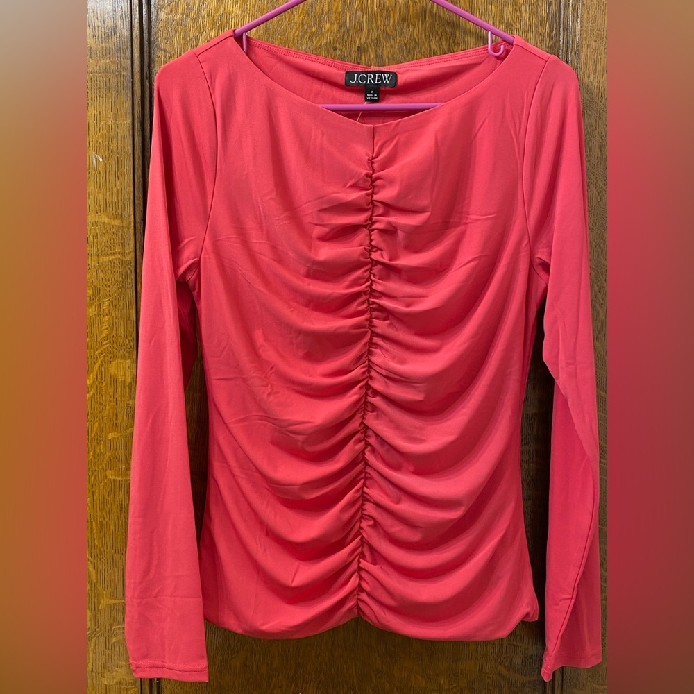 J Crew Jersey ruched long-sleeve matte top NWT size  Medium